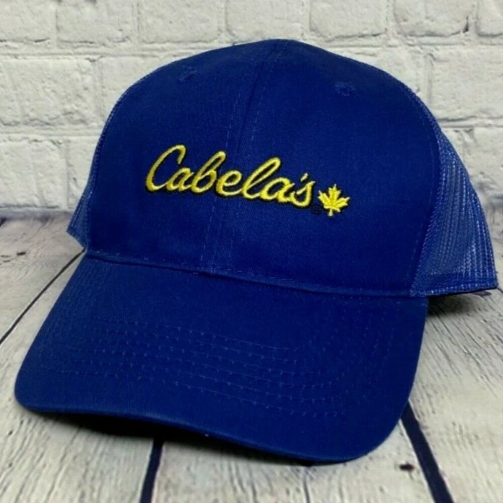 Cabela's Hat Cap Snap Back Blue World's Foremost Outfitter Mesh Deadstock OSFM